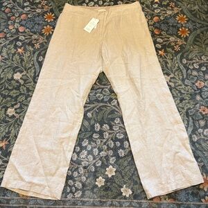 NWT Eileen Fisher Linen Wide Leg Trouser Pants Sz 16 Coastal Grandma Academia